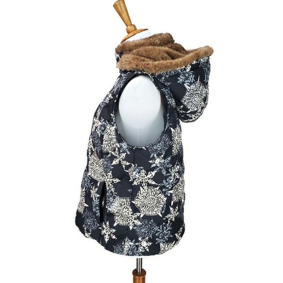 Eddie Bauer Goose Down Quilted Jacket Zip Hooded Snowflake Vest Coat Sz Medium - Picture 4 of 15